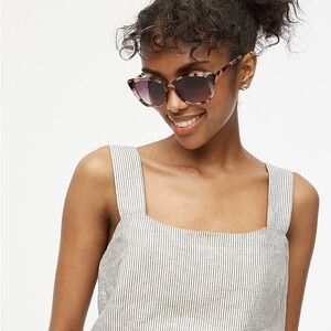 J. Crew Factory Striped linen-blend square-neck tank‎ top Size 3x